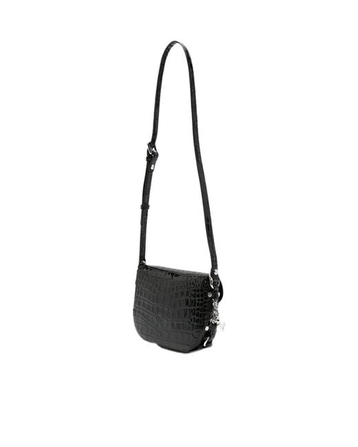 Vivienne Westwood White Hunter Flap Croc-Embossed Mini Crossbody Bag