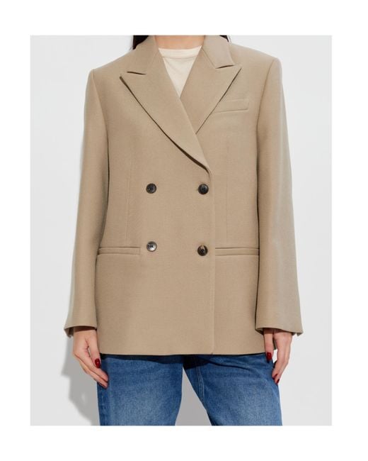 By Malene Birger Natural Ramo Double-Breasted Blazer