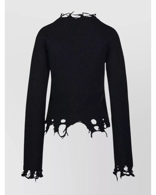Haikure Blue Frayed-Hem Distressed Cardigan