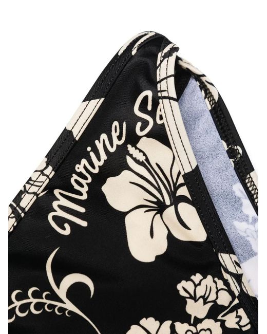 MARINE SERRE White Floral Printed Active Jersey Bikini