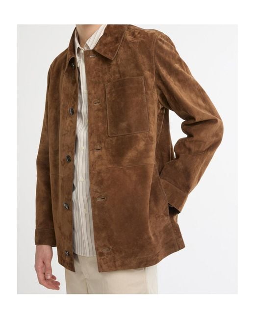 Yves Salomon Brown Buttoned Suede Jacket