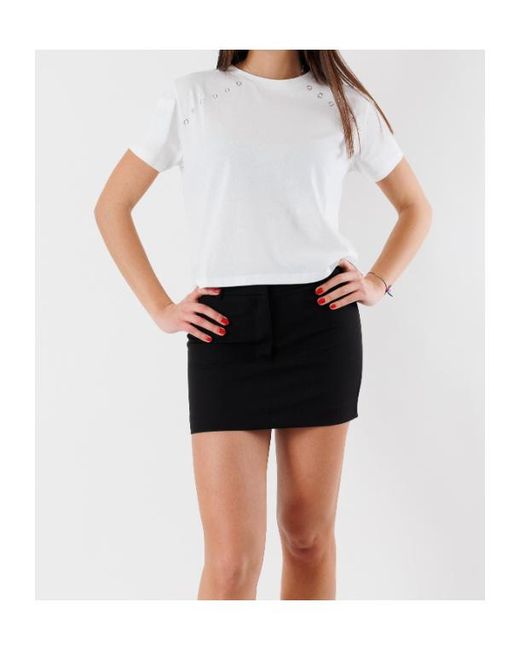 Patrizia Pepe White Eyelet-Detail T-Shirt