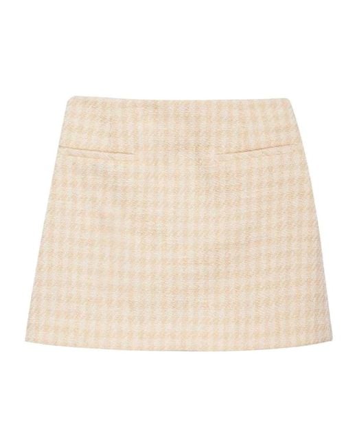 Anine Bing Natural Vanessa Houndstooth Tweed Miniskirt