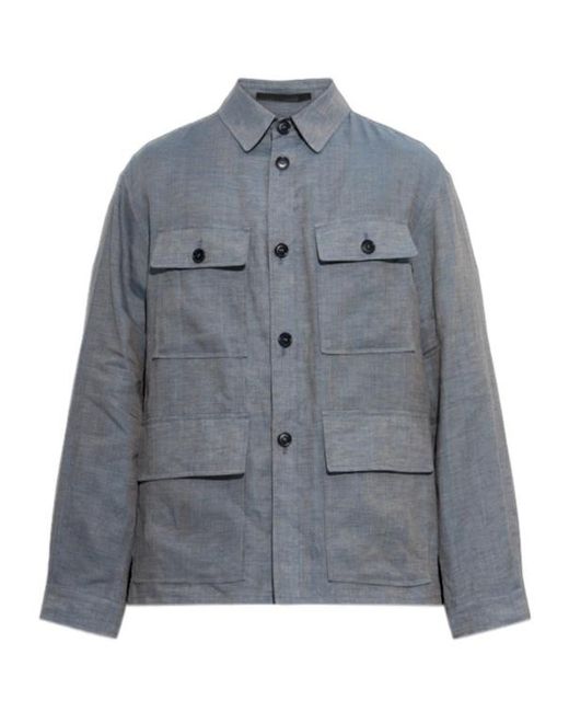 Giorgio Armani Gray Utility Linen Jacket for men