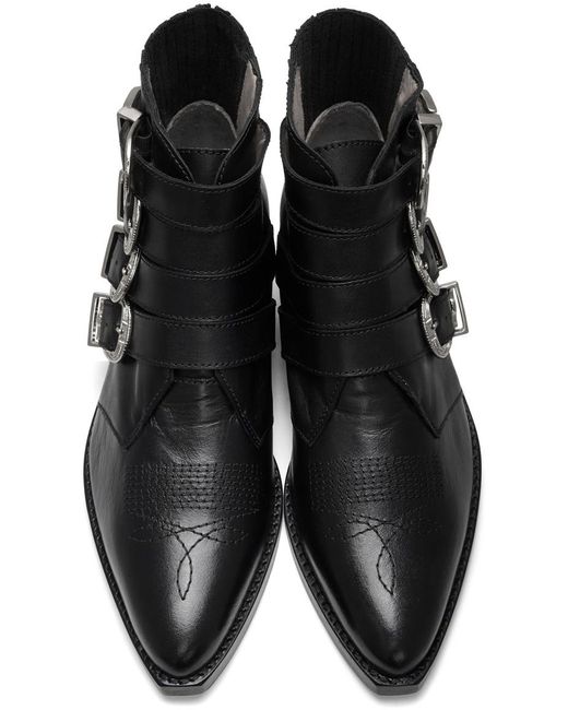 Toga Virilis Black Buckled Boots for men