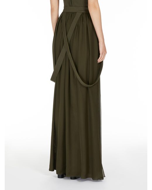 Max Mara Green Buckle Detailed Maxi Skirt