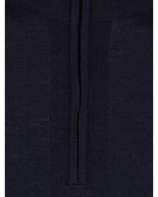 Canali Blue Half-Zip Knitted Sweater for men