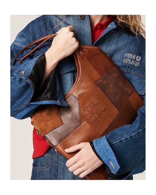 Miu Miu Brown Ivy Leather Patchwork Bag