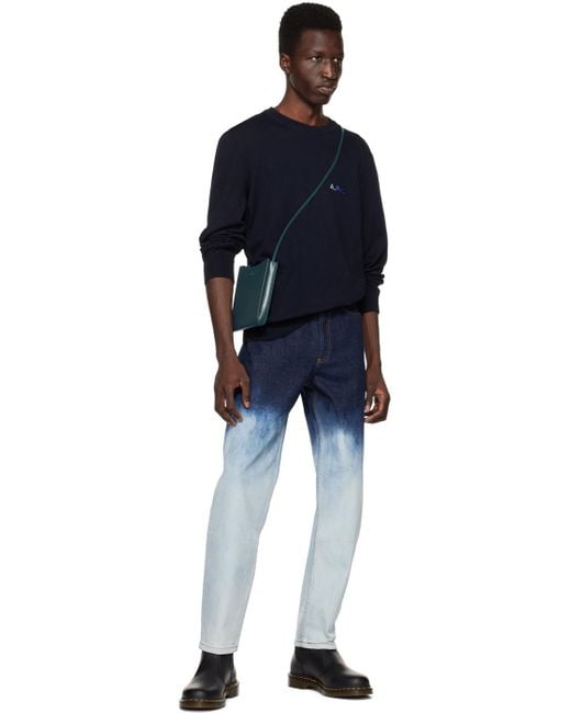 A.P.C. Green Logo-Print Messenger Bag for men