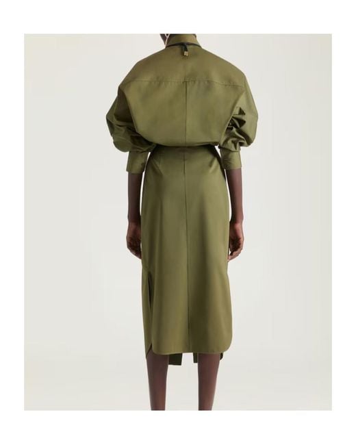 Givenchy Green Collared Poplin Long Shirt Dress