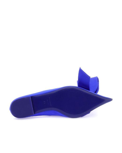 Ferragamo Blue Single Bow Muller Shoes
