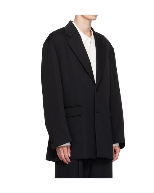 Ssstein Black Oversized Single-Breasted Suit Jacket for men