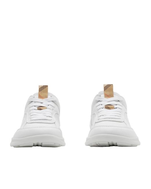 Burberry White Matrix Lace-Up Sneakers