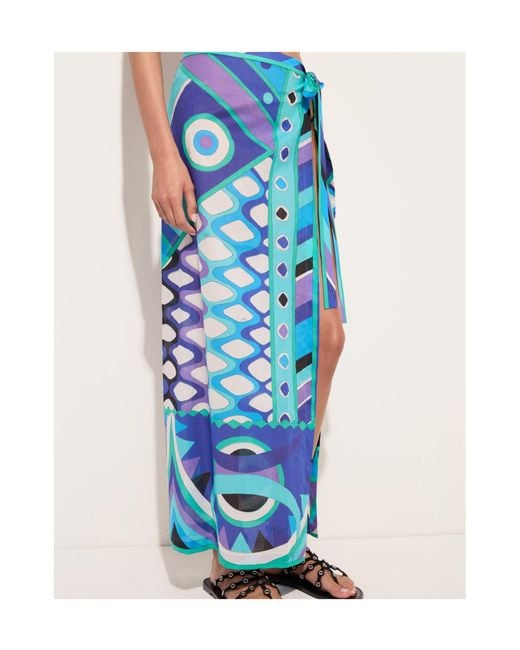Emilio Pucci Blue Pucci Vivara Printed Straight Hem Sarong