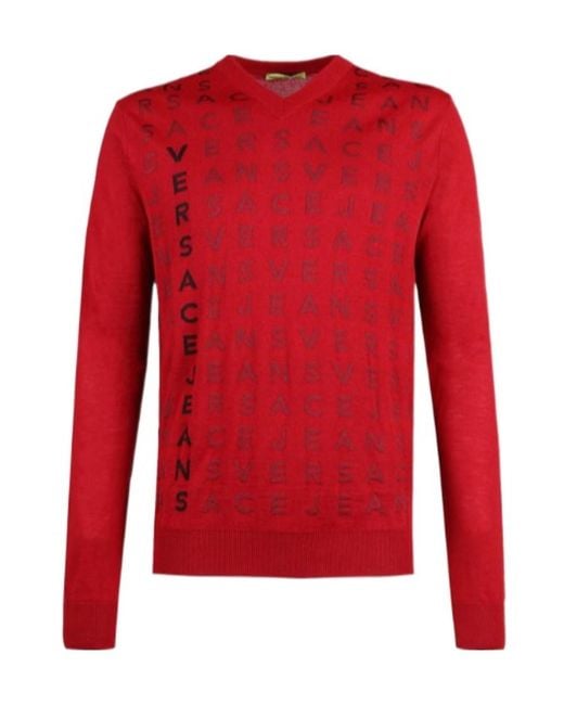 Versace Jeans Red Round-Neck Pullover for men