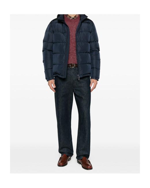 Aspesi Blue Hooded Zip Padded Jacket for men