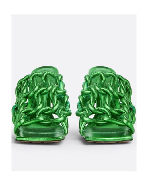 Bottega Veneta Green Heeled Mules