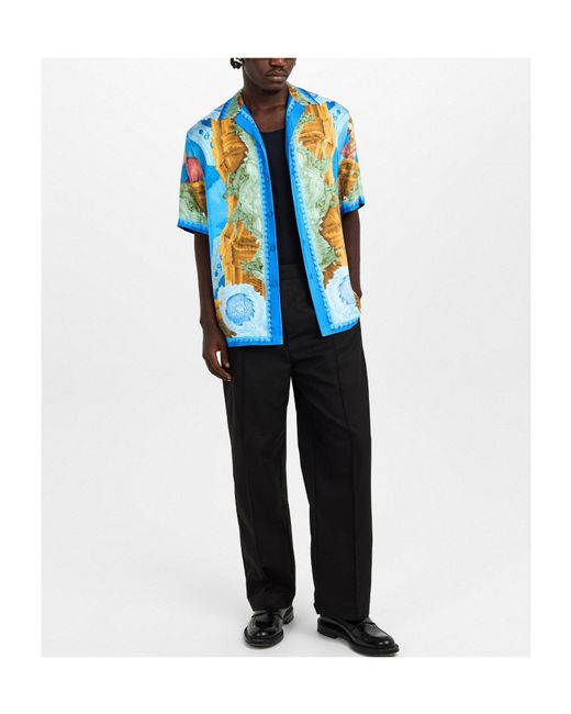 Versace Blue Slkshirt for men