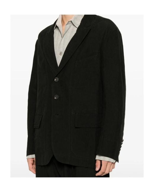 Ziggy Chen Black Single-Breasted Notched-Lapels Jacket for men