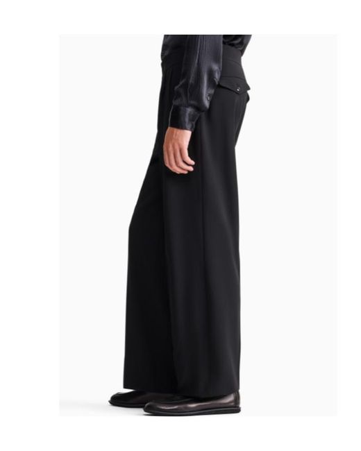 Giorgio Armani Black Pleated Wide-Leg Trousers for men