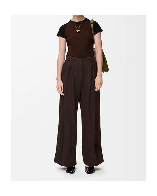 Loewe Brown Straight Leg Pleated Pants