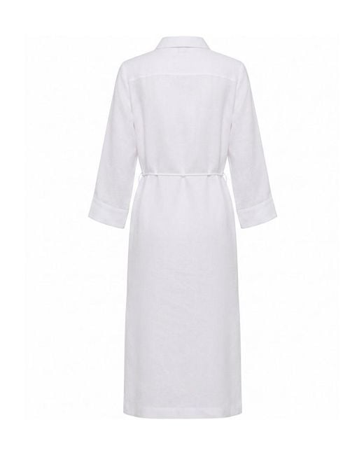 Peserico White V-Neck Tie-Detail Midi Dress