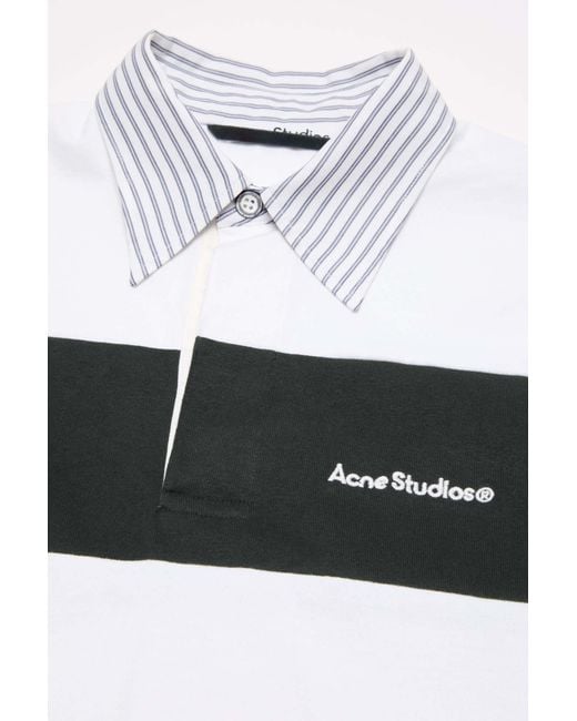 Acne White Striped Polo Sweatshirt for men
