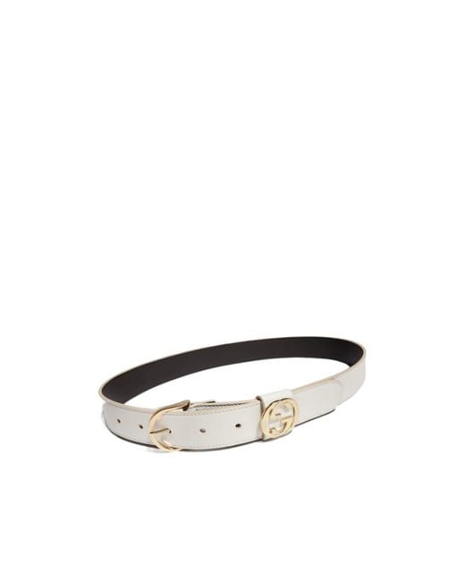 Gucci White Belt With Round Buckle