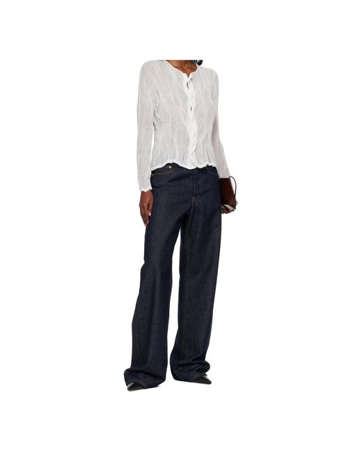 Issey Miyake White Button-Down Long-Sleeved Knitwear