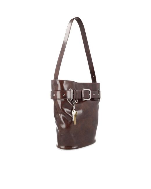 OSOI Brown Belted Bucket Bag
