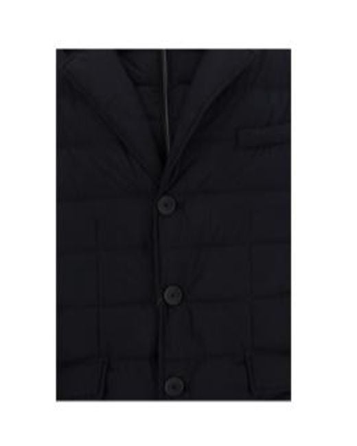 Herno Blue La Giacca High Neck Quilted Coat for men