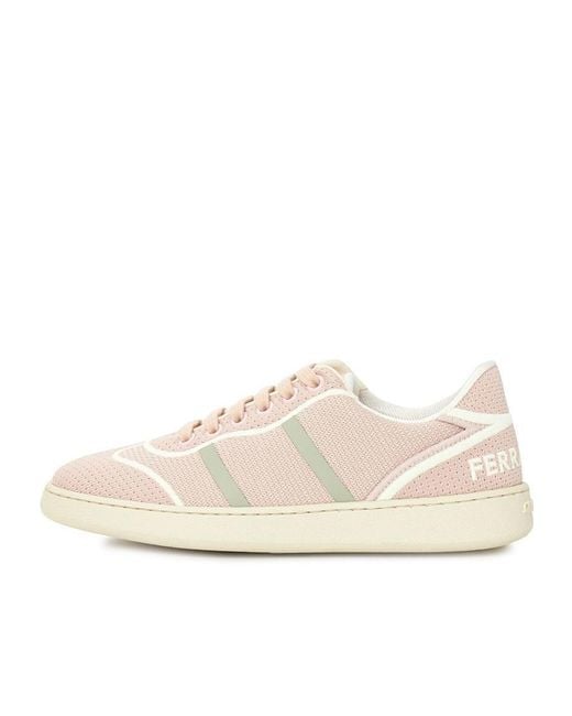 Ferragamo Natural Knitted Low-Top Sneakers