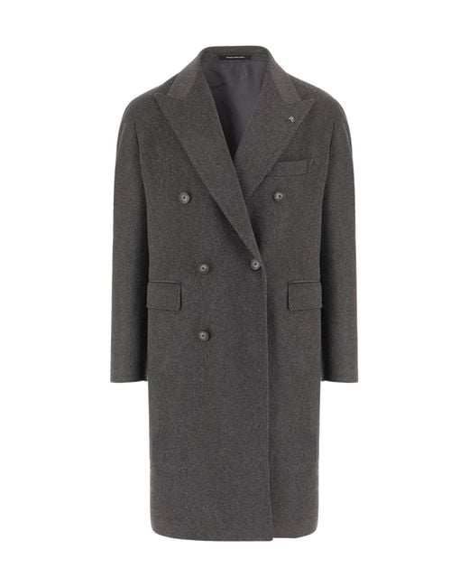 Tagliatore Gray Double-Breasted Wool Coat for men