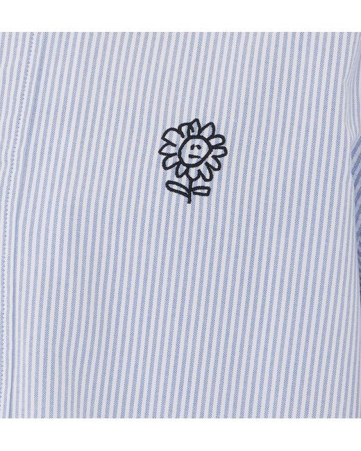 sunflower Blue Striped Embroidered Logo Shirt for men