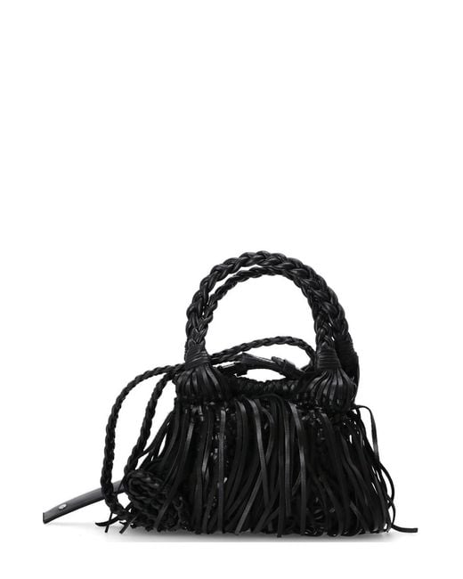 Karl Lagerfeld Black Braided Fringe Tote Bag
