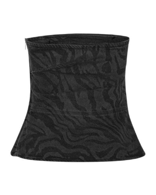 ROTATE BIRGER CHRISTENSEN Black Zebra Denim Top