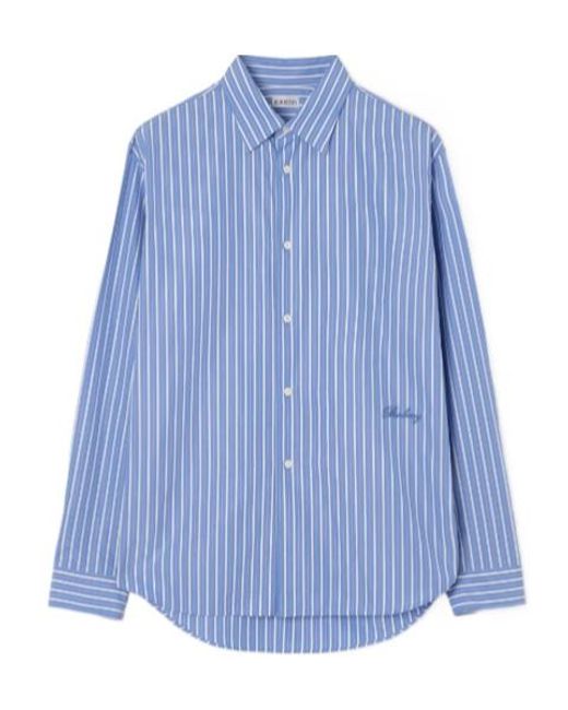 Burberry Blue Relaxed Fit Striped Cotton Shirt for men