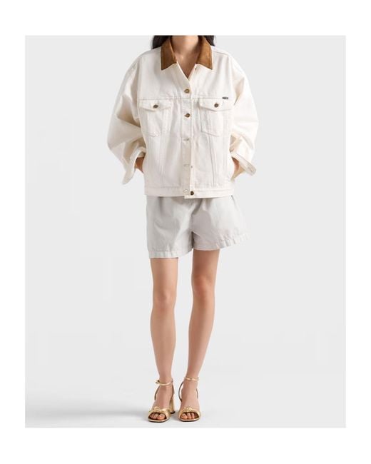 Prada White Old Denim Blouson Jacket