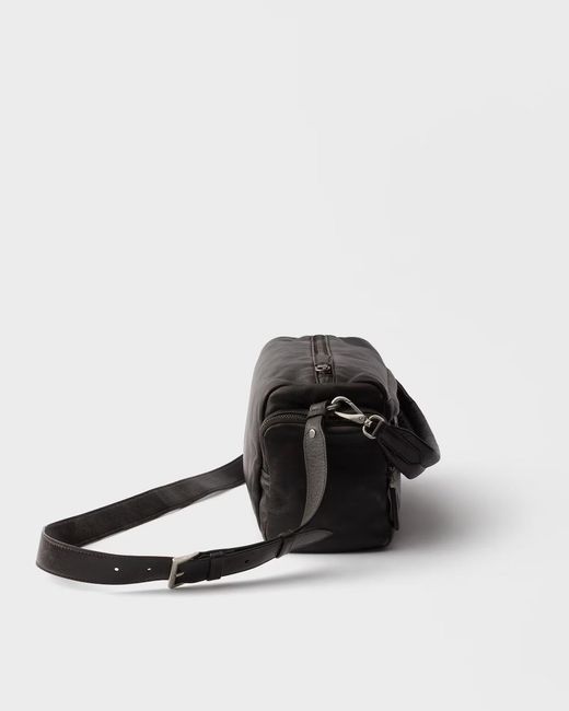 Prada Black Distressed Zipped Shoulder Bag for men