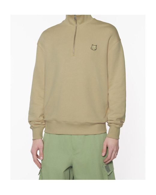 Maison Kitsuné Natural Half Zip Sweatshirt for men