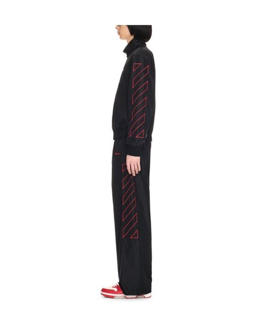 Off-White c/o Virgil Abloh Black Logo Embroidered Zip-Up Bomber Jacket for men