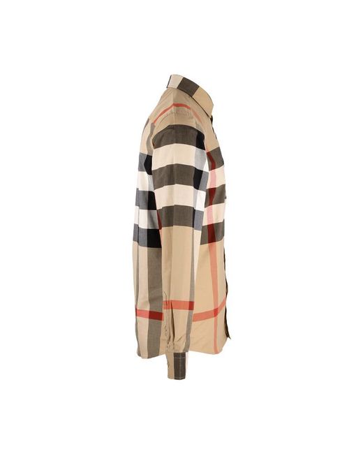 Burberry Brown Checked Button-Up Shirt for men