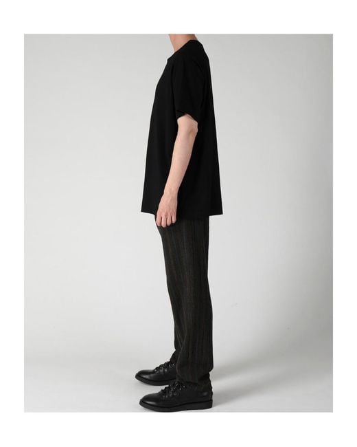 Yohji Yamamoto Black Cotton Single Jersey Round Neck Short Slv for men