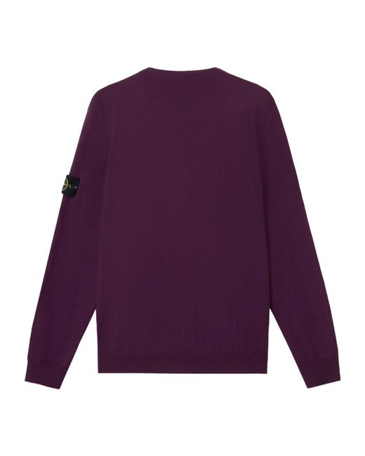 Stone Island Purple Logo Patch Knitted Sweater for men