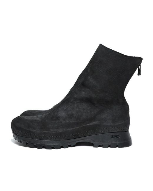 Guidi Black Back Zipper Ankle Boots for men