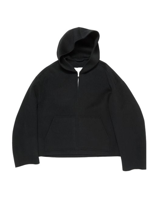 Acne Black Hooded Zip-Up Sweater for men