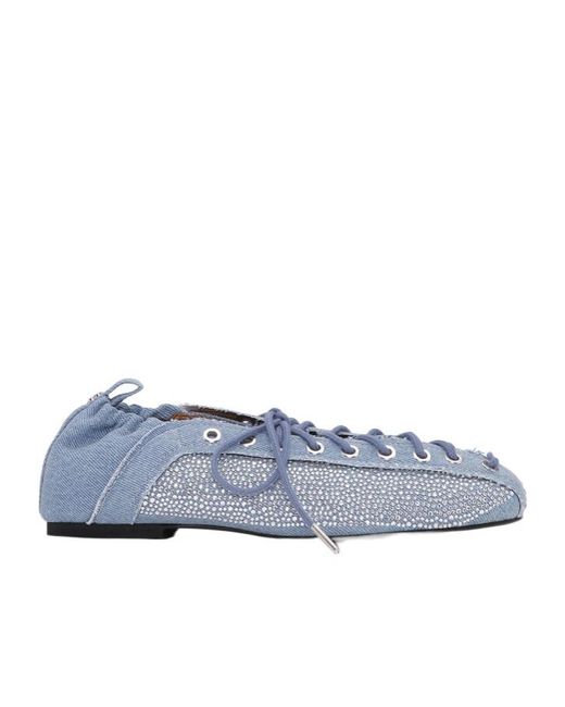 Ganni Blue Lace-Up Ballerinas