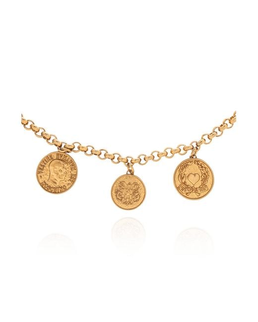 Moschino Metallic Pendants Detailed Necklace