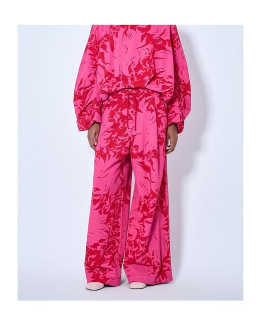 Dries Van Noten Pink Floral Loose Trousers