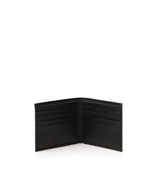 Prada Black Triangle Logo Bifold Wallet for men
